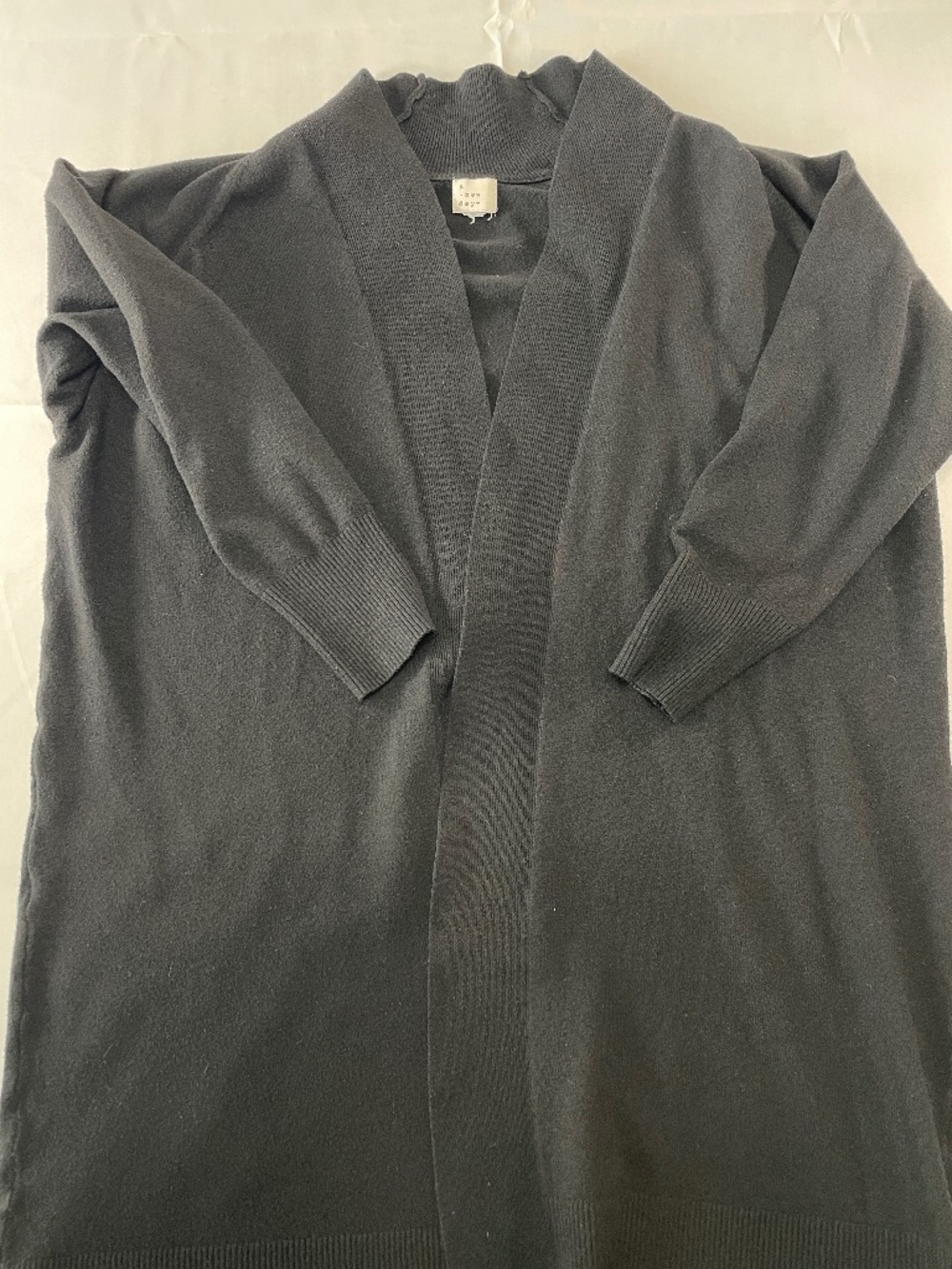 A New Day Black Open Front Cardigan Womens Longline Knit Sweater